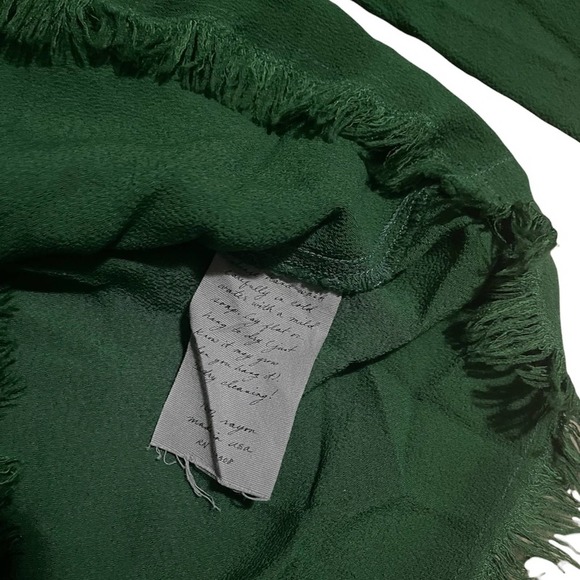 Raquel Allegra | Green Long Sleeve Crew Neck Raw Hem Blouse Top - Picture 5 of 10
